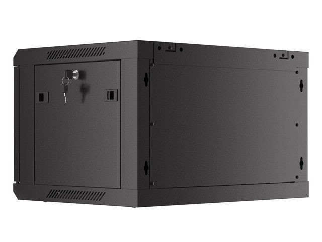 19" stenska omara 6U 600x450 perforirana vrata (črna, flat pack) 6
