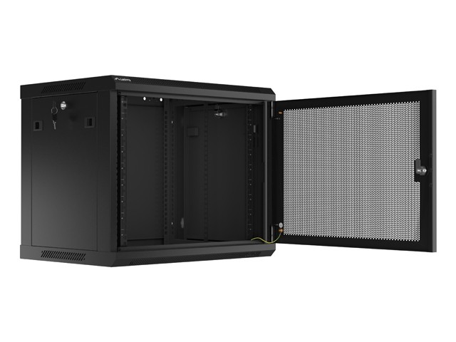 19" stenska omara 9U 600x450 perforirana vrata (črna, flat pack) 2