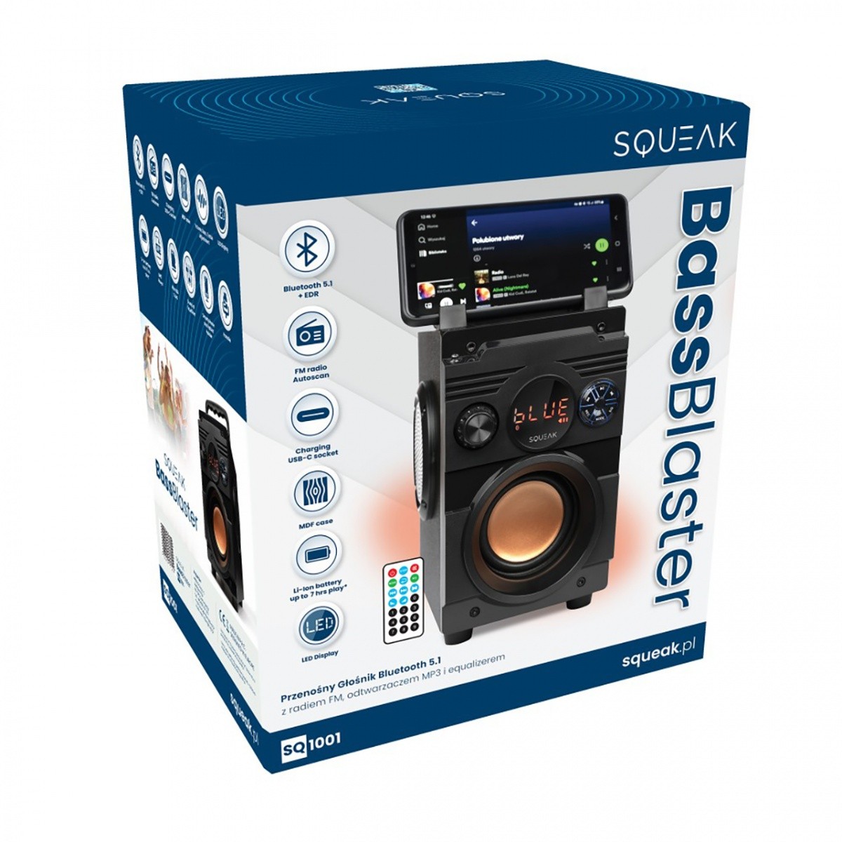 Bluetooth zvočnik 5.1 SQ1001, BassBlaster, 18W 6