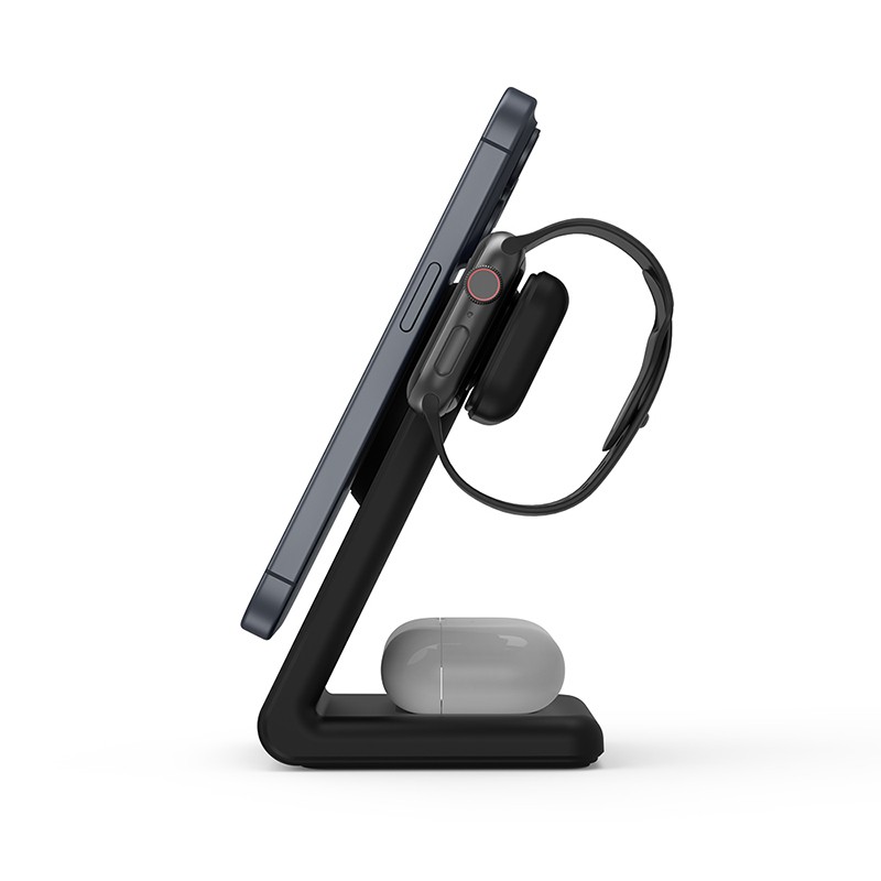 Brezžični polnilnik MagSpot Stand 3v1 z MagSafe za iPhone, Apple Watch in AirPods (črn) 4