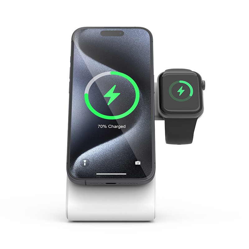 Brezžični polnilnik MagSpot Stand 3v1 z MagSafe za iPhone, Apple Watch in AirPods (bel) 2