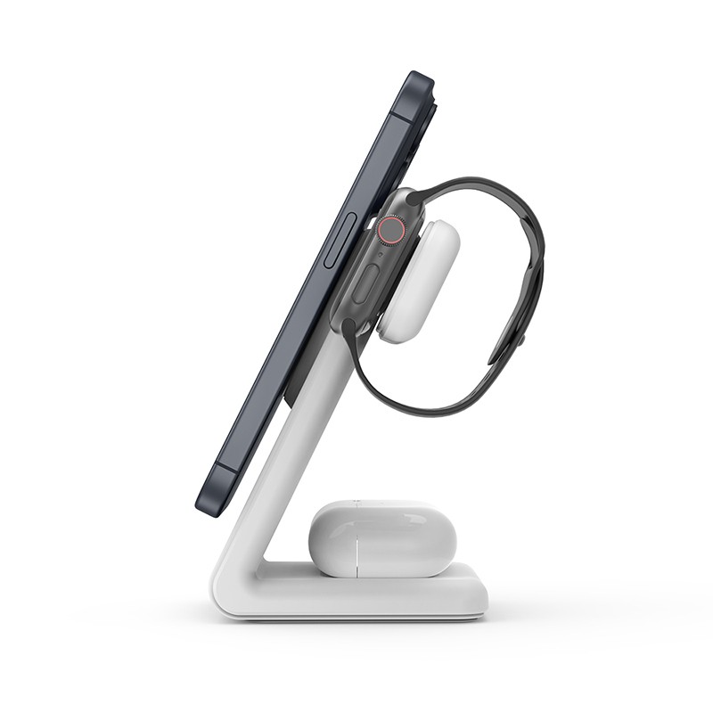 Brezžični polnilnik MagSpot Stand 3v1 z MagSafe za iPhone, Apple Watch in AirPods (bel) 4