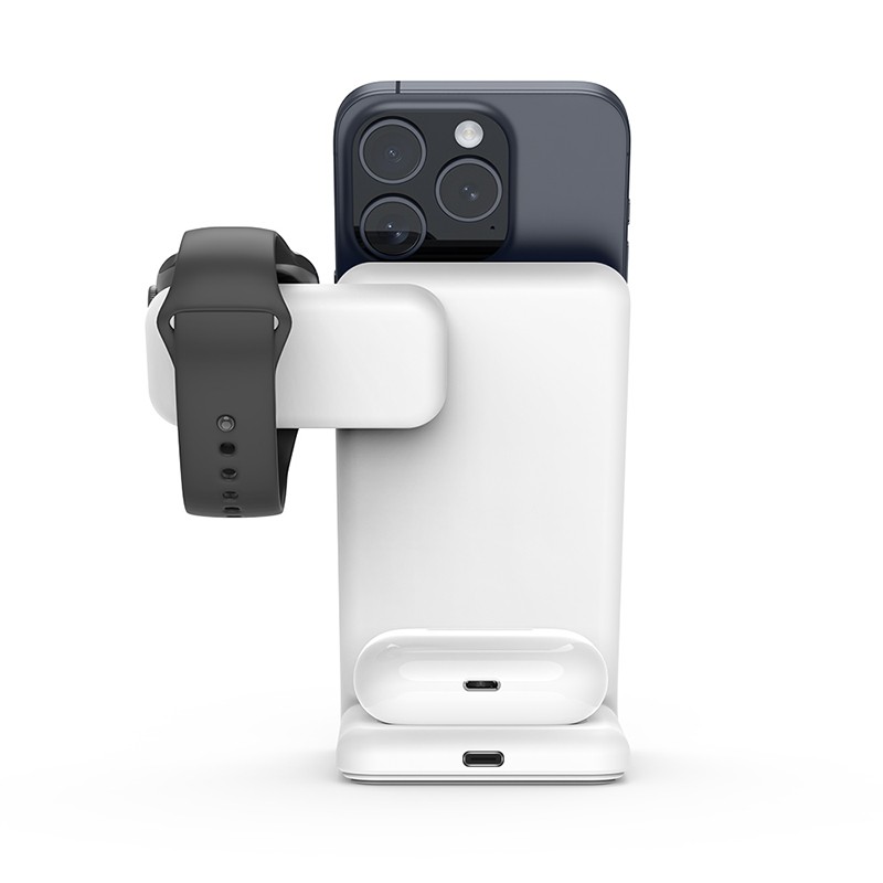 Brezžični polnilnik MagSpot Stand 3v1 z MagSafe za iPhone, Apple Watch in AirPods (bel) 5
