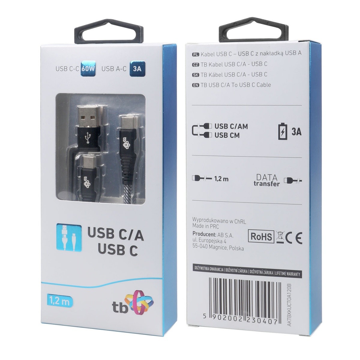 Kabel 2v1: USB-C na USB-C s priključkom USB-A, 1.2 m