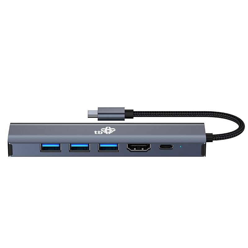Adapter HUB USB-C 6v1: HDMI, 3x USB, PD, RJ-45 5