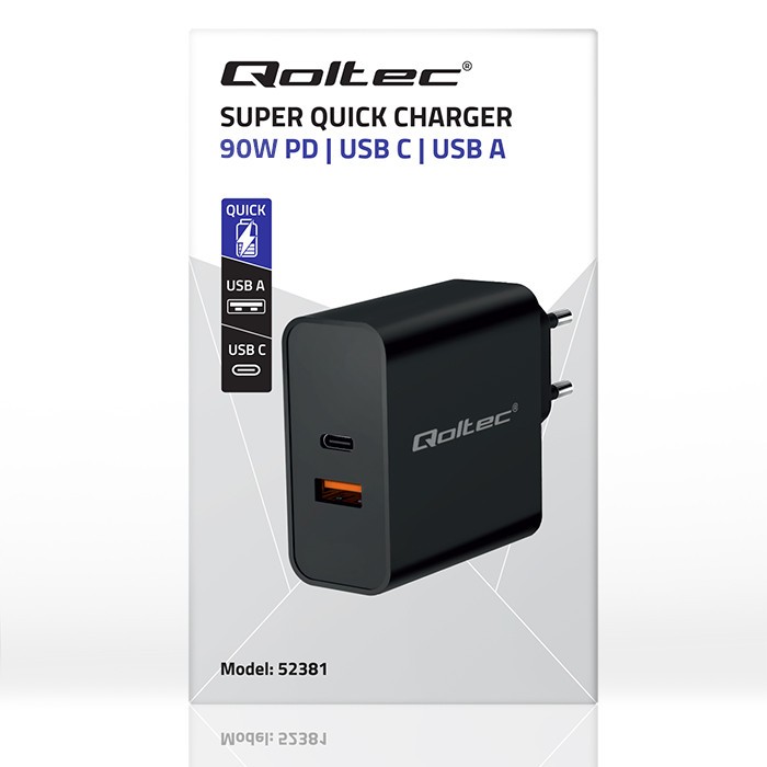 Super Quick PD 90W polnilnik USB-C + USB 3
