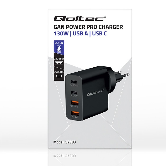 GaN Power Pro 130W polnilnik 2xUSB-C + 2xUSB 2