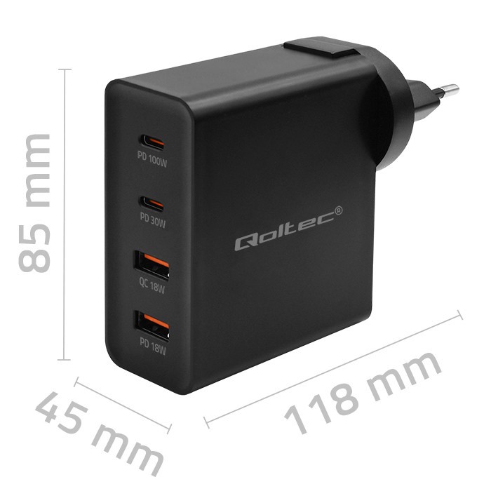 GaN Power Pro 130W polnilnik 2xUSB-C + 2xUSB 3