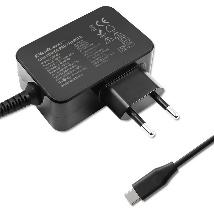 65W USB-C GaN polnilec Power Pro Črn 5