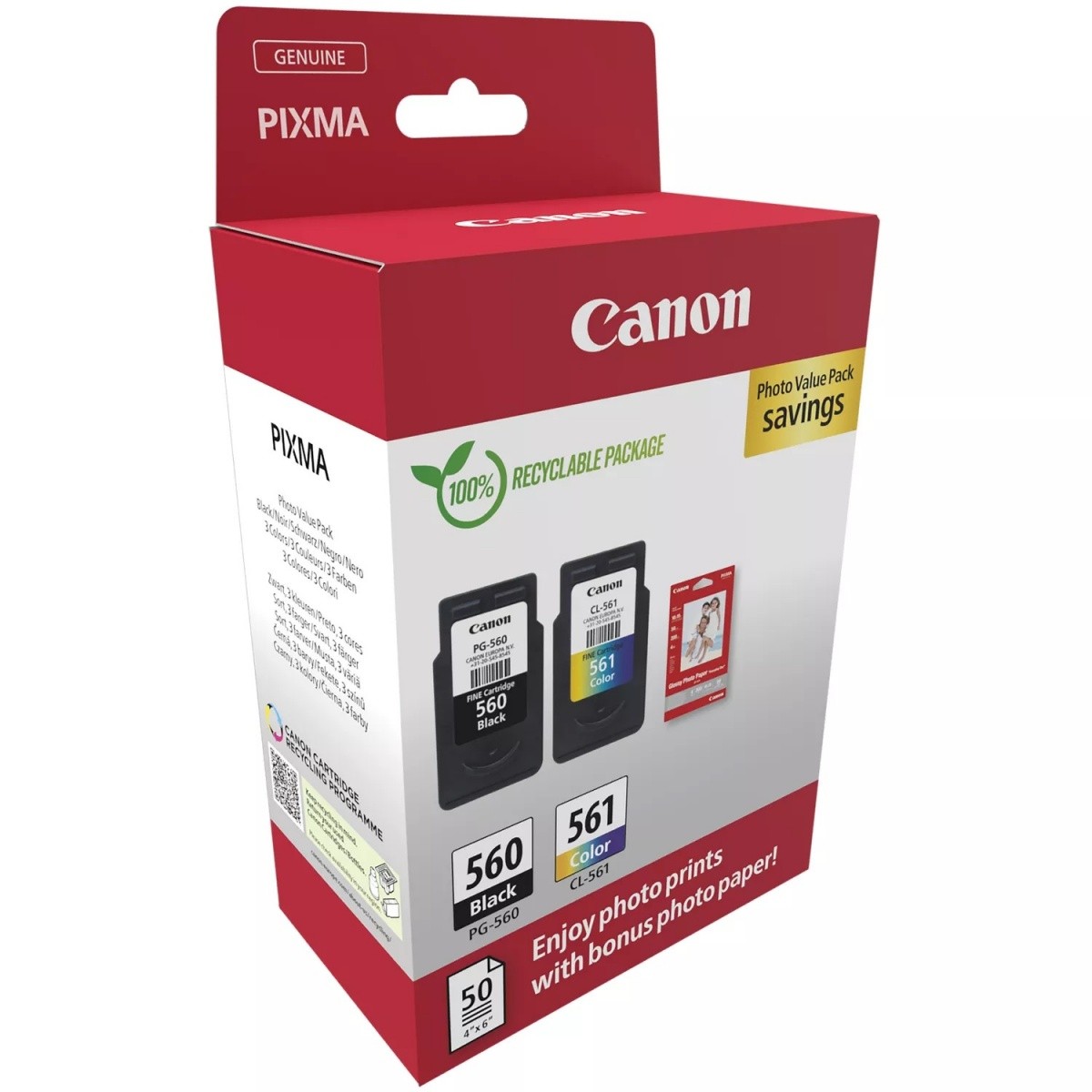 Paket črnih in barvnih kartuš PG-560 / CL-561 Photo Value 2