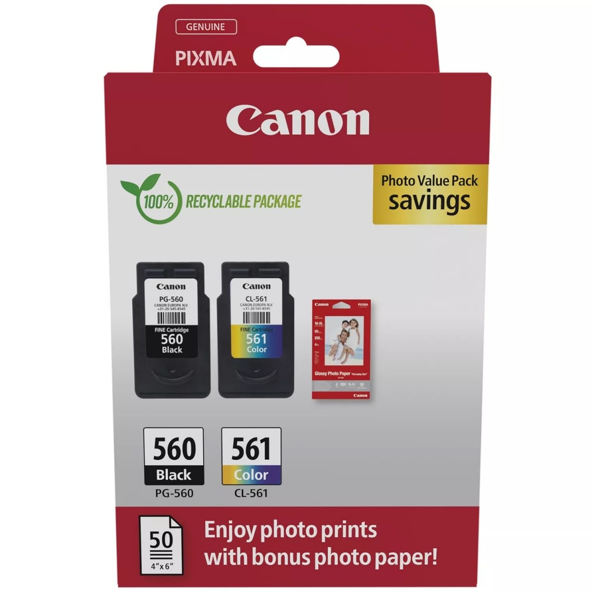 Paket črnih in barvnih kartuš PG-560 / CL-561 Photo Value