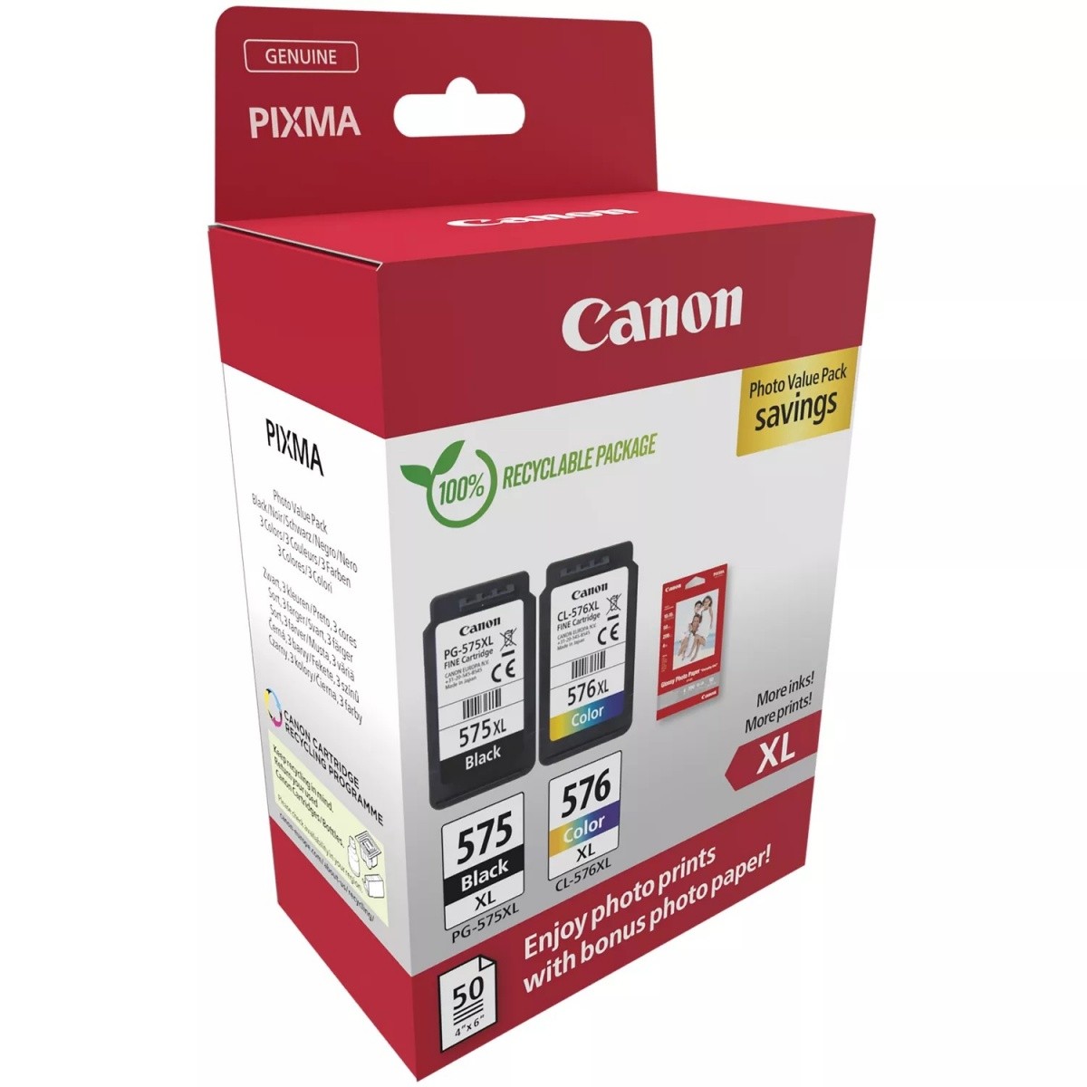 Multipack črnih in barvnih XL kartuš PG-575XL/CL-576XL Photo Value 2
