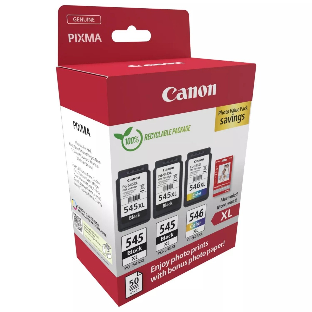 Multipack dveh črnih in barvne XL kartuše PG-545XLx2/CL-546XL Photo Value 2