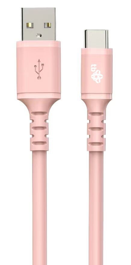 Kabel USB na USB-C 1m, silikonski, roza