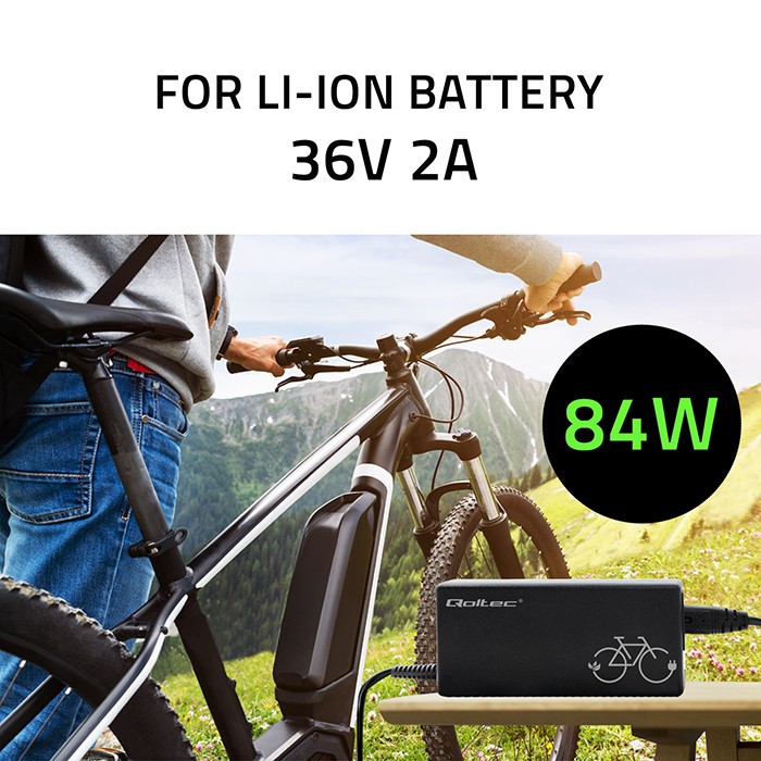 Polnilnik za baterijo e-kolesa 36V / 42V / 2A, priključek 5.5*2.1 2