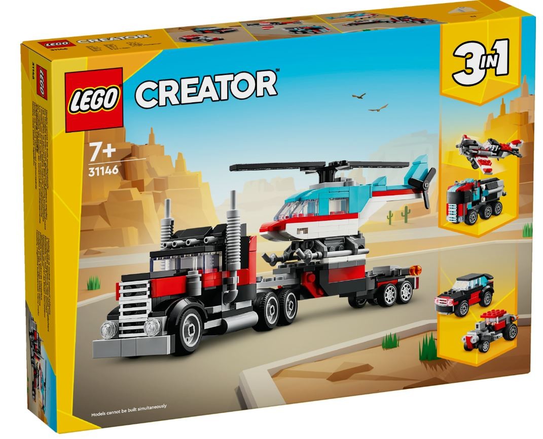 LEGO Creator 31146 Tovornjak s platformo in helikopterjem