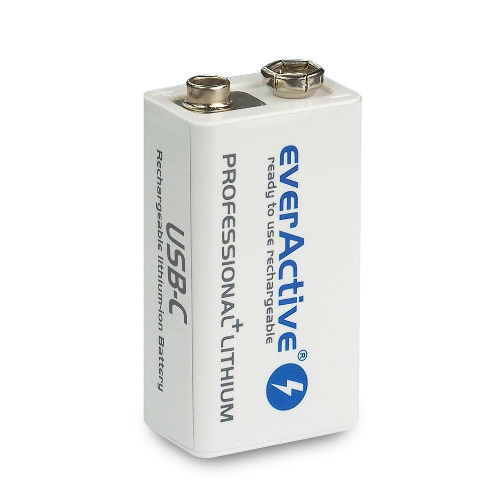 EverActive Li-ion akumulator 9V/6F22 550 mAh z USB-C polnilnim vmesnikom 2
