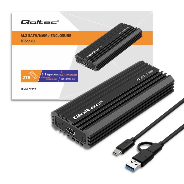 Ohišje za M.2 SSD NV2270, USB-C 6