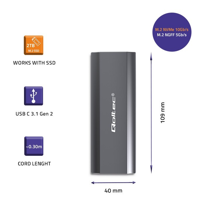 Zunanja enota za M.2 SSD disk NV2271 | SATA / NVMe | USB-C 3
