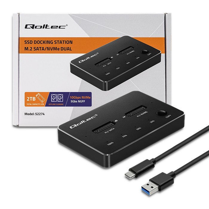 Dvojna priklopna postaja za M.2 SSD diska | NVMe/SATA | USB-C 7