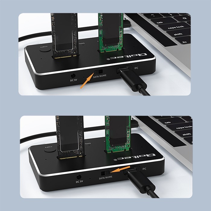 Dvojna priklopna postaja za M.2 SSD diska | NVMe/SATA | USB-C 8