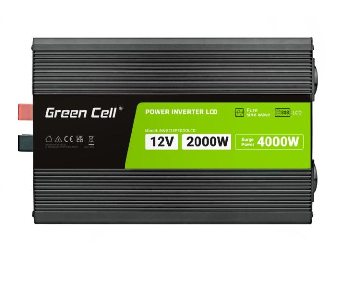Green Cell pretvornik napetosti 12V 2000W/4000W čist sinus z zaslonom 7