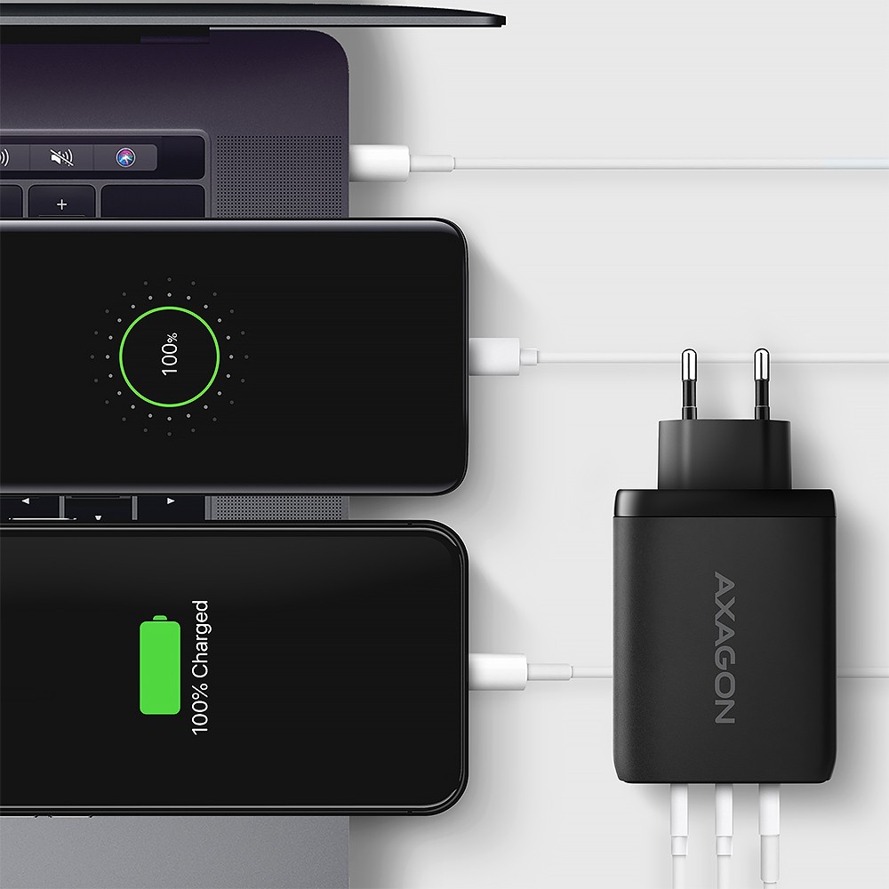 Omrežni Polnilnik GaN 100W USB-C/USB-A, Črn 6