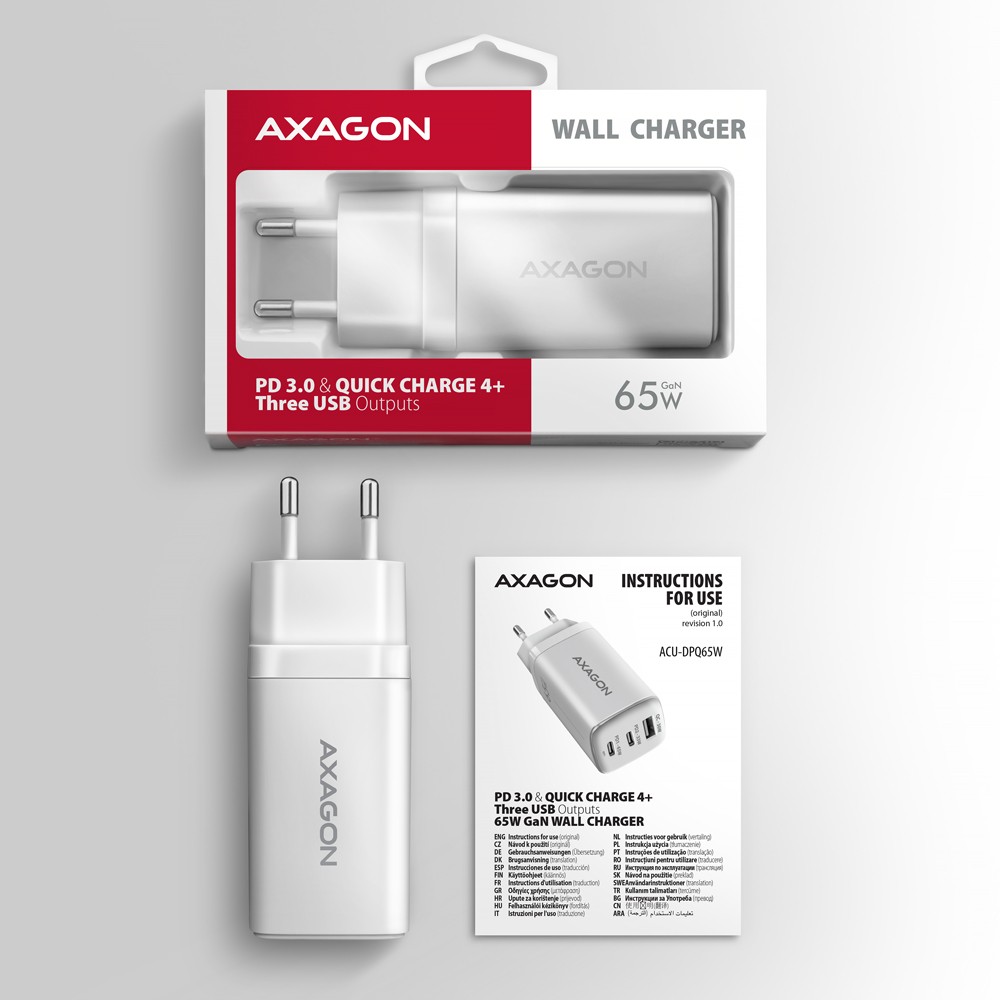 Omrežni Polnilnik GaN 65W USB-C/USB-A, Bela 7