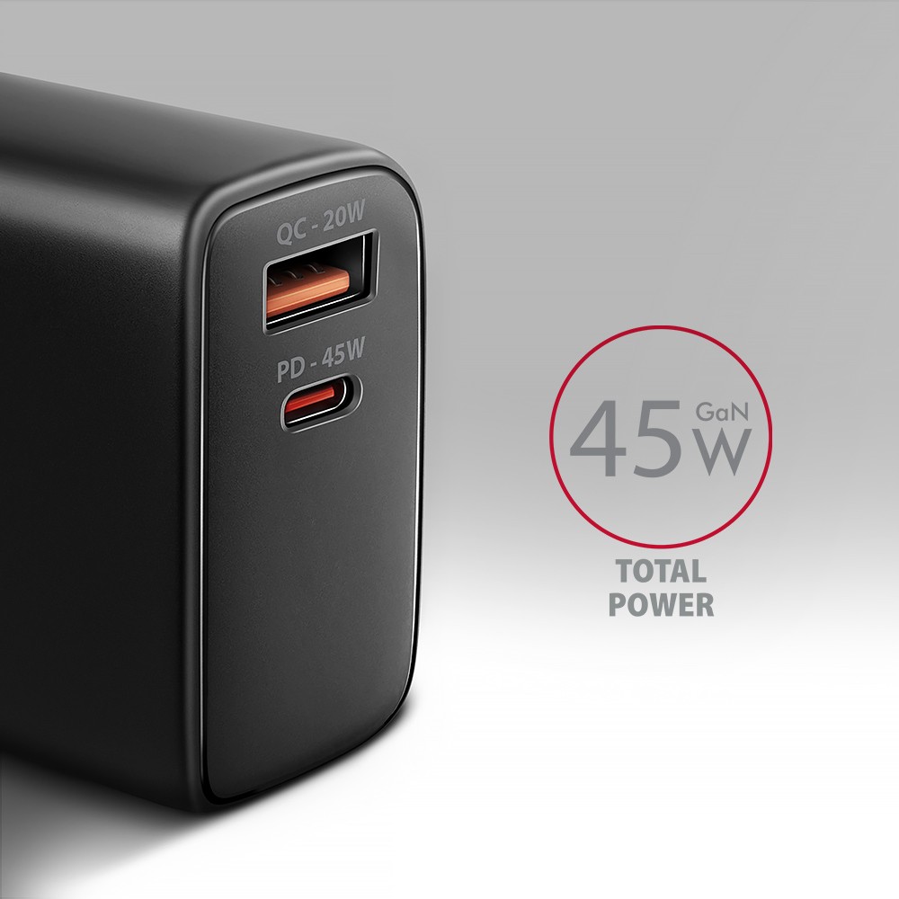 AXAGON ACU-PQ450 polnilnik, 45W, 2xUSB, PD 2