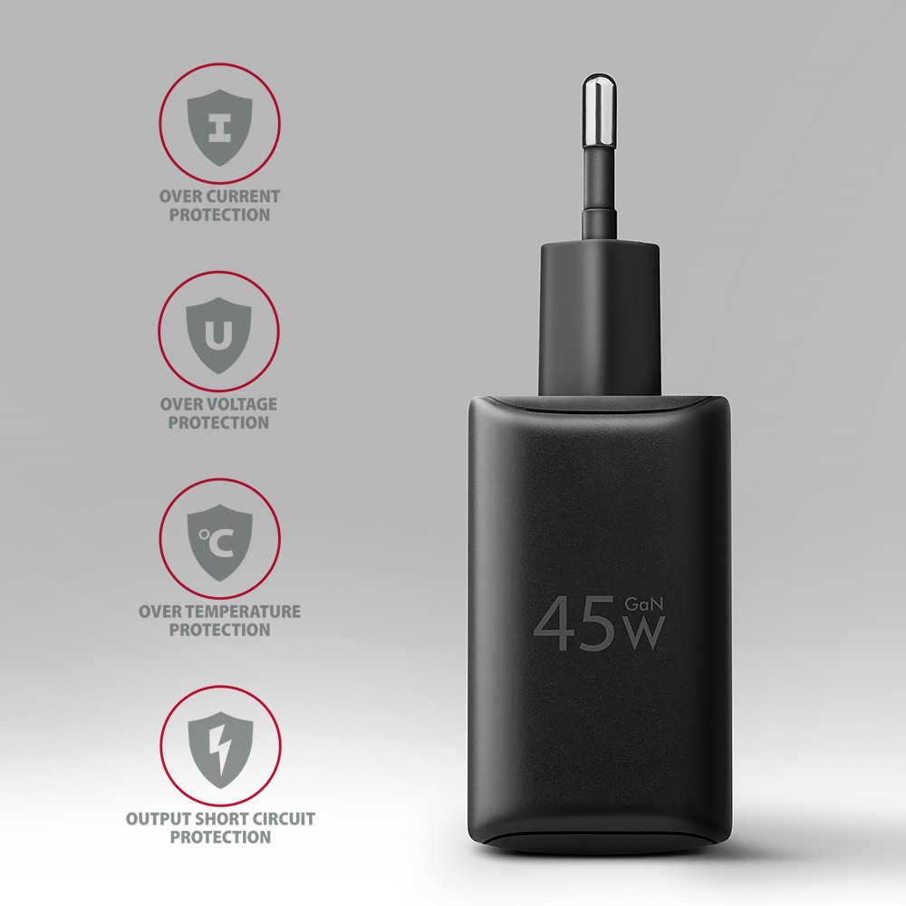 AXAGON ACU-PQ450 polnilnik, 45W, 2xUSB, PD 5