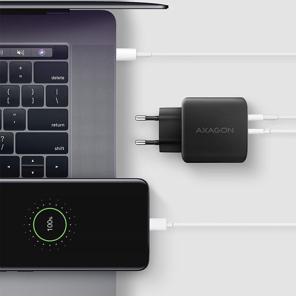 AXAGON ACU-PQ450 polnilnik, 45W, 2xUSB, PD 6