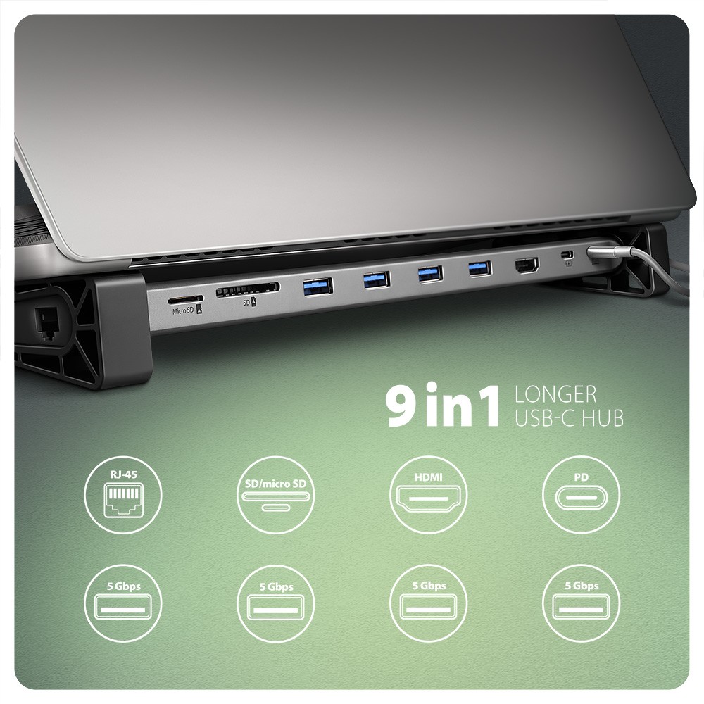 Večportni USB-C 9in1 Hub AXAGON HMC-10HLS (HDMI 4K, GLAN) 2