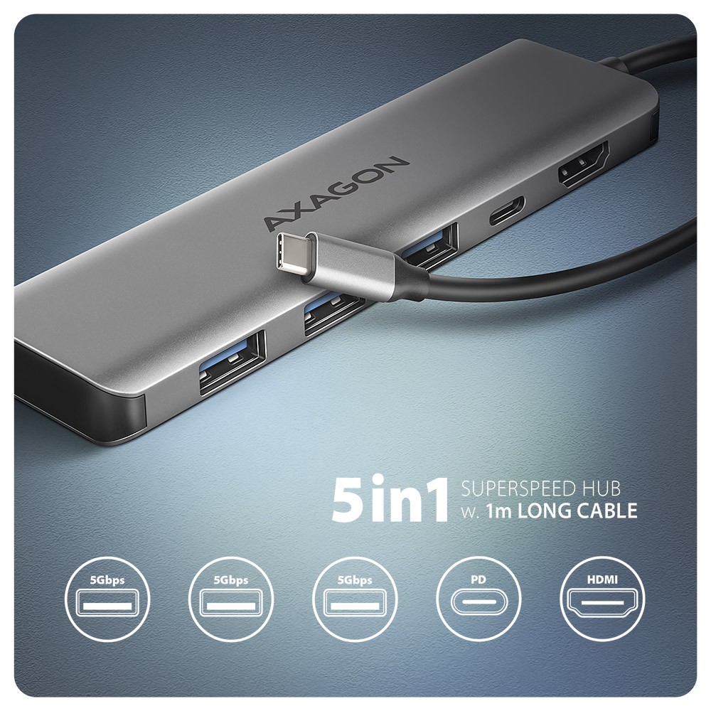 Večportni USB Hub HMC-5H, 5Gbps, HDMI 4K 2