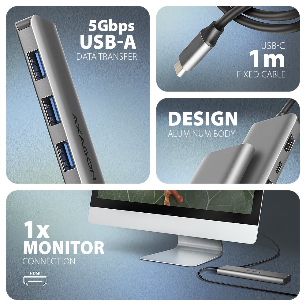 Večportni USB Hub HMC-5H, 5Gbps, HDMI 4K 3