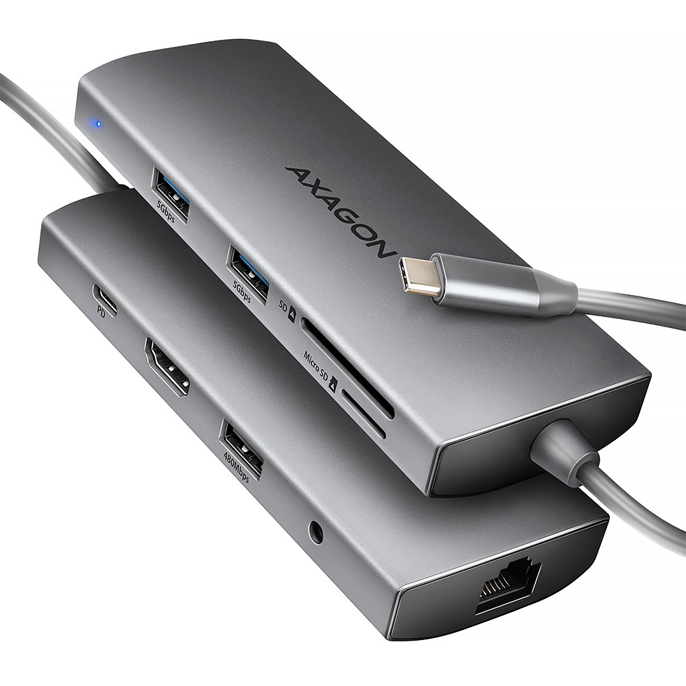 Večportni USB Hub HMC-8HLSA 9v1, HDMI 4K, GLAN