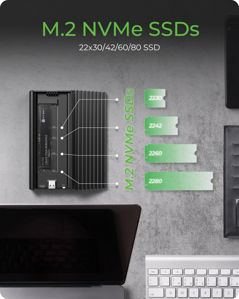 Ohišje NVMe SSD USB 3.2 Gen 2x2, 20 Gbit/s 6