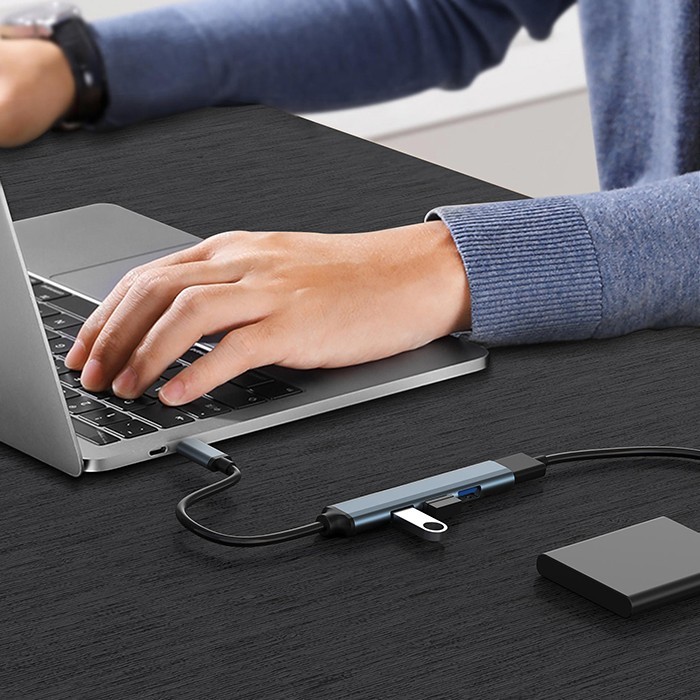 Adapter USB-C 4v1 Qoltec HUB: USB 3.0, 3x USB 2.0 5