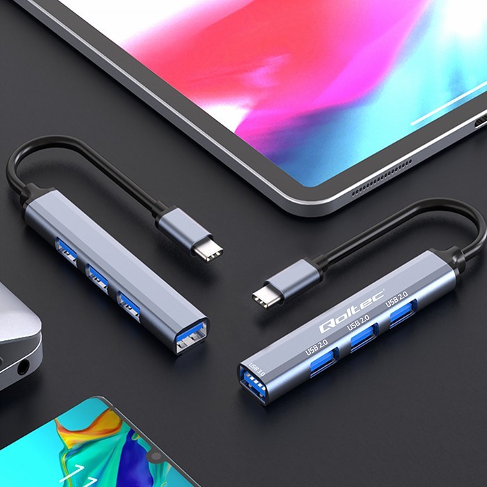 Adapter USB-C 4v1 Qoltec HUB: USB 3.0, 3x USB 2.0 7
