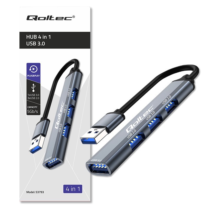 USB 3.0 Hub, 1x USB 3.0 | 3x USB 2.0 4