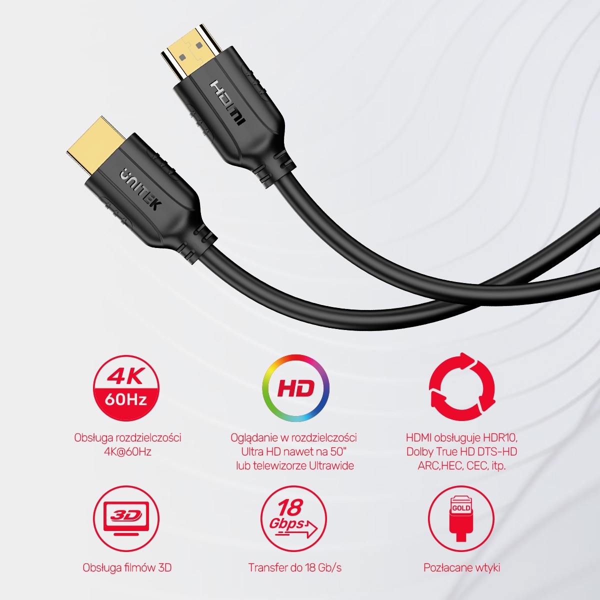 Unitek kabel HDMI 2.0, 1,5m (4K 60Hz) 2