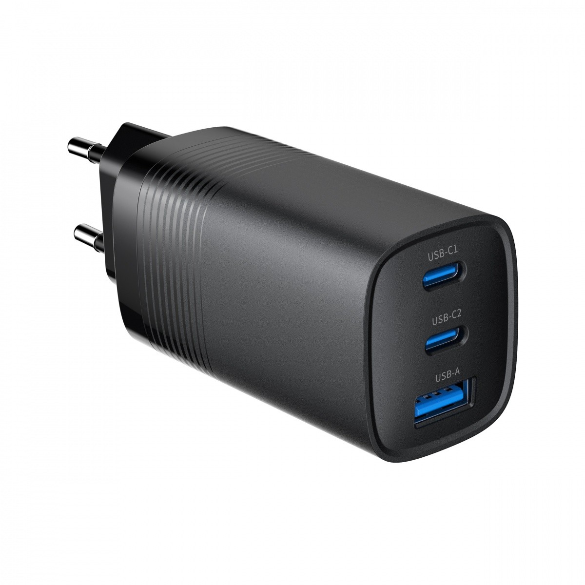 65W GaN polnilnik 1xUSB-A, 2xUSB-C, Power Delivery, črn 4