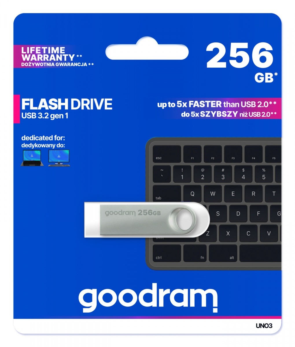GOODRAM UNO3 256GB USB 3.2 Gen1 srebrni pomnilniški ključek
