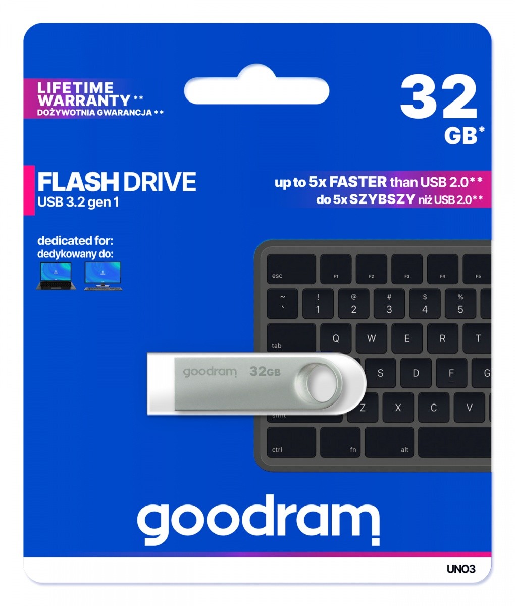 GOODRAM UNO3 32GB USB 3.2 Gen1 srebrni pomnilniški ključek