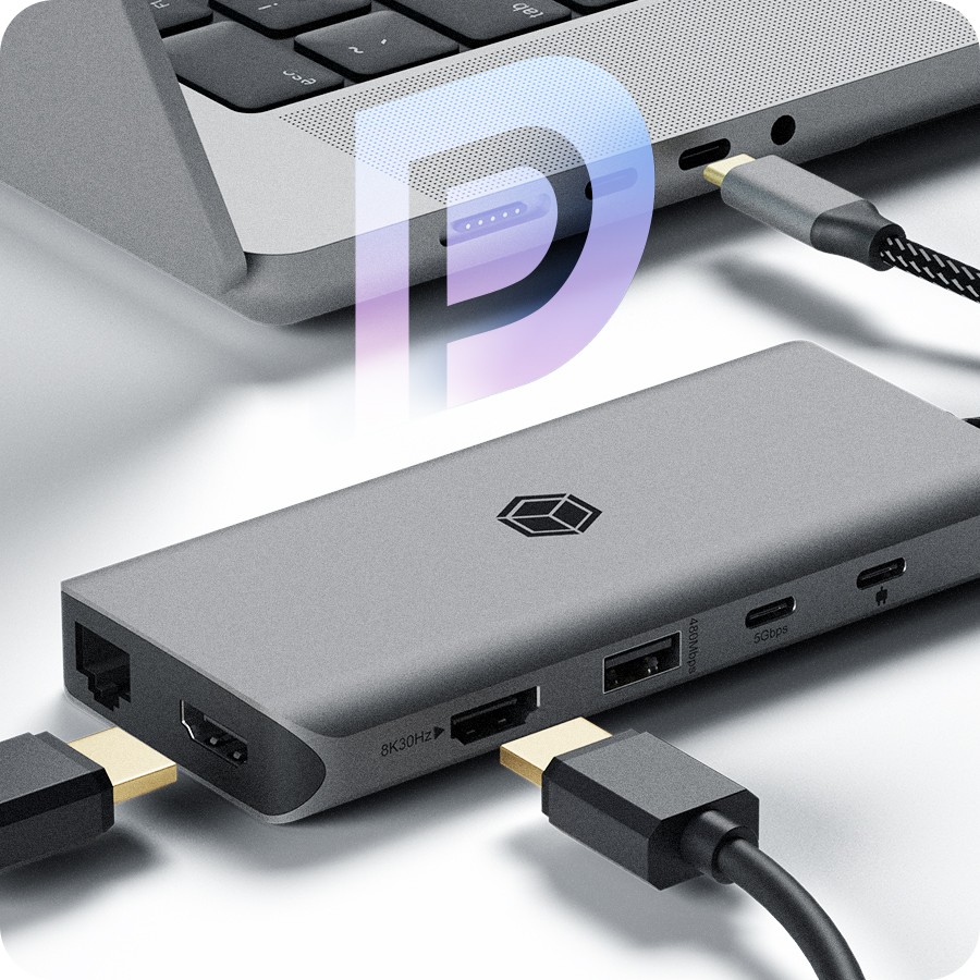 Docking station IB-DK4061-CPD 12 v 1, 2xHDMI, 100W PD 4