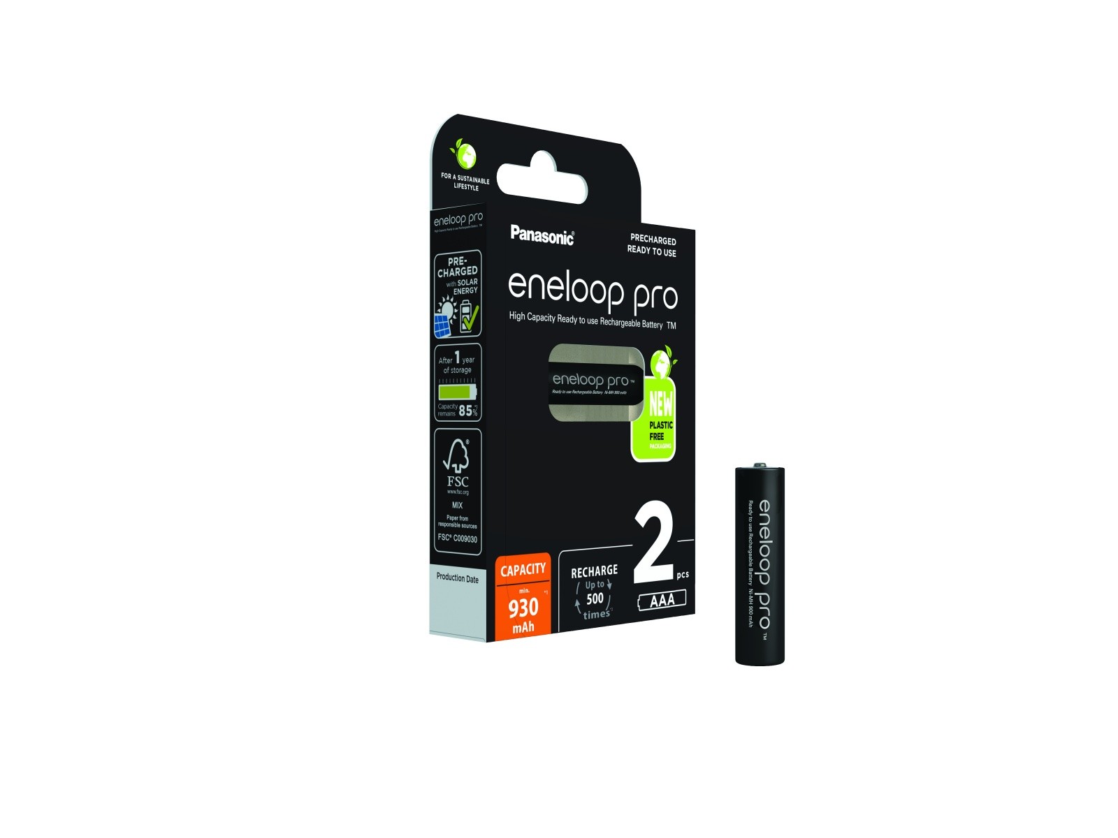 Eneloop Pro AAA akumulatorji, 930 mAh, 2 kosa