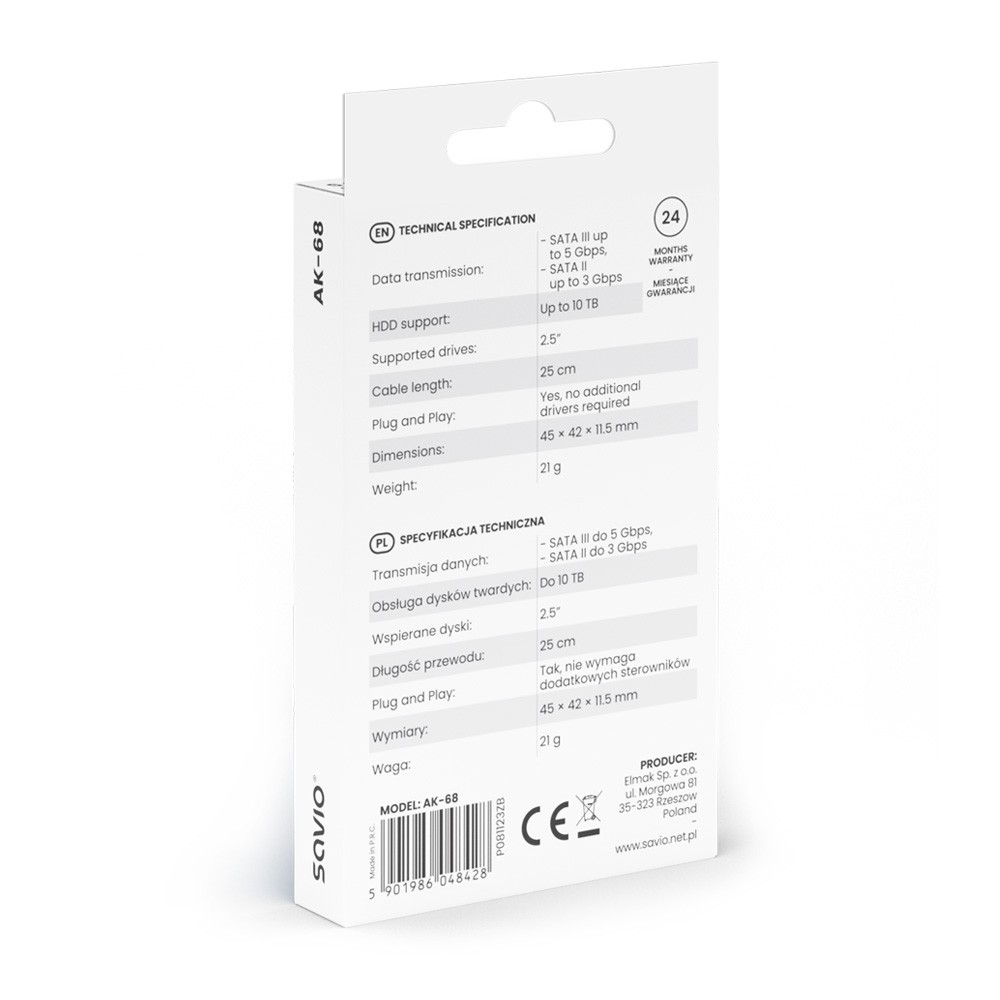 Adapter USB-A 3.1 Gen 1 na SATA za diske 2.5" 5