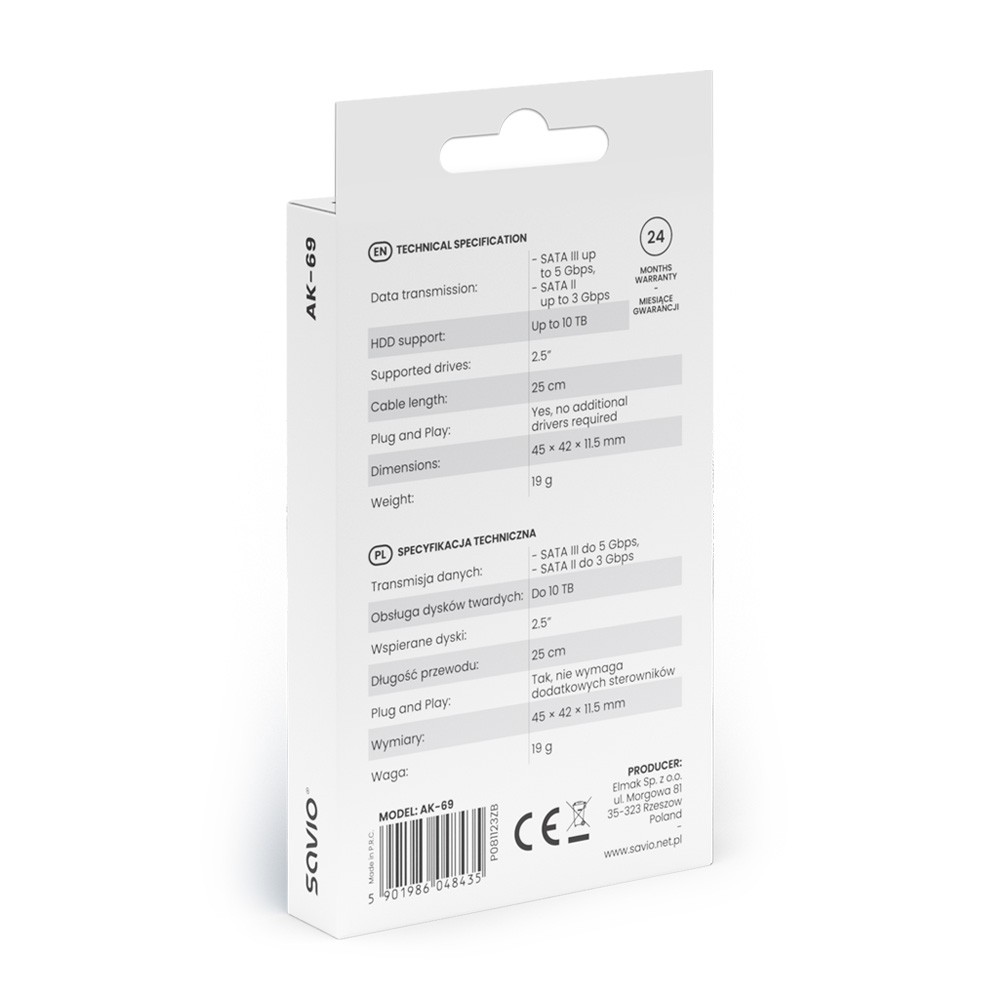 Adapter USB-C 3.1 Gen 1 na SATA za diske 2.5" 5
