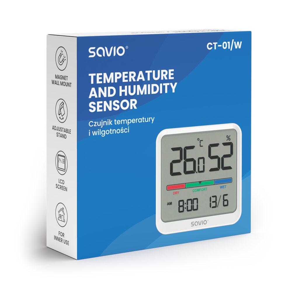 Savio CT-01/W senzor temperature in vlažnosti, bel 4