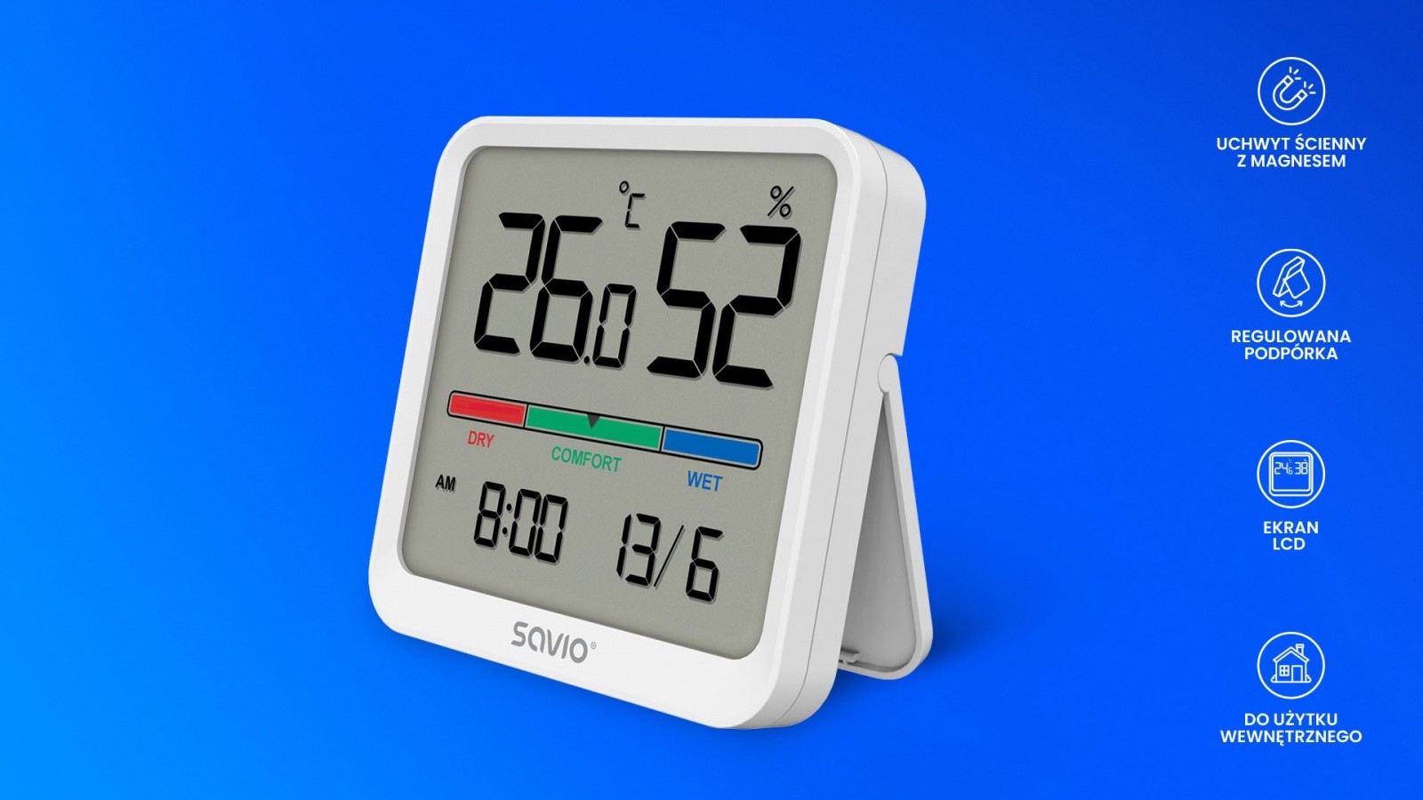 Savio CT-01/W senzor temperature in vlažnosti, bel 6