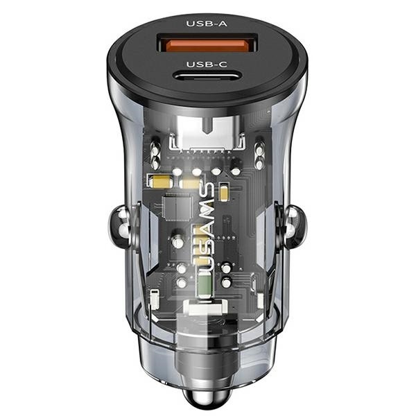 Avto polnilec 30W, 1xUSB + 1xUSB-C, Fast Charge